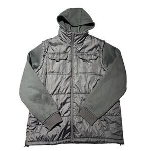 Southpole Mens XL Black Layered Hooded Adjustable Lightweight Jacket